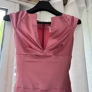 V-neck  pink evening dress